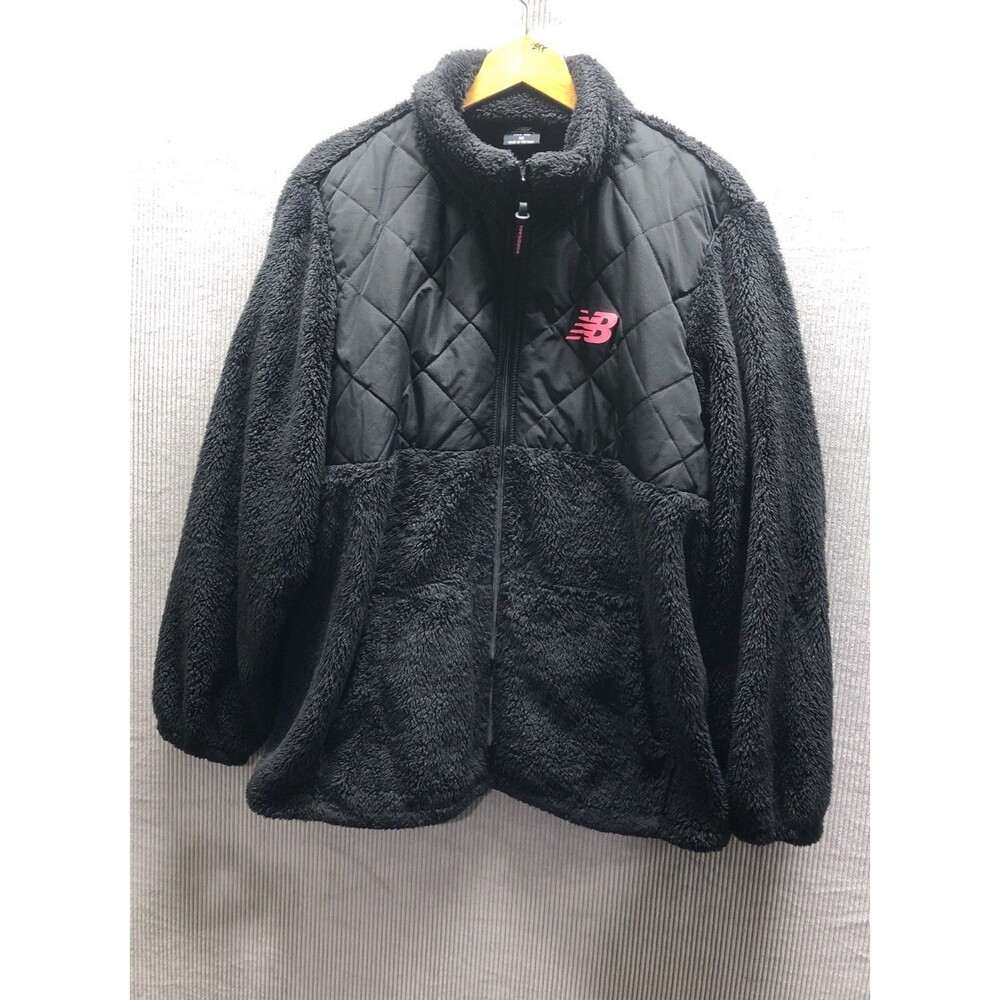 New Balance Fleece Jacket Womens 3X Neon Pink Full Zip Logo Athleisure Sporty
